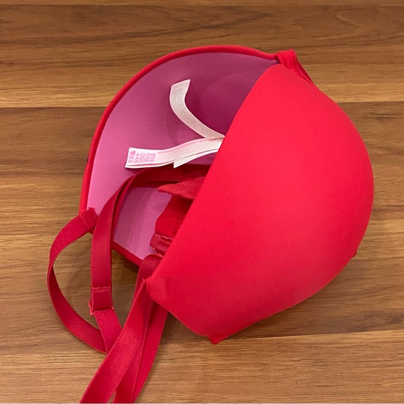PINK Victoria's Secret Smooth Red Love Pink Push Up Bra Size 34DD - Picture 7 of 10
